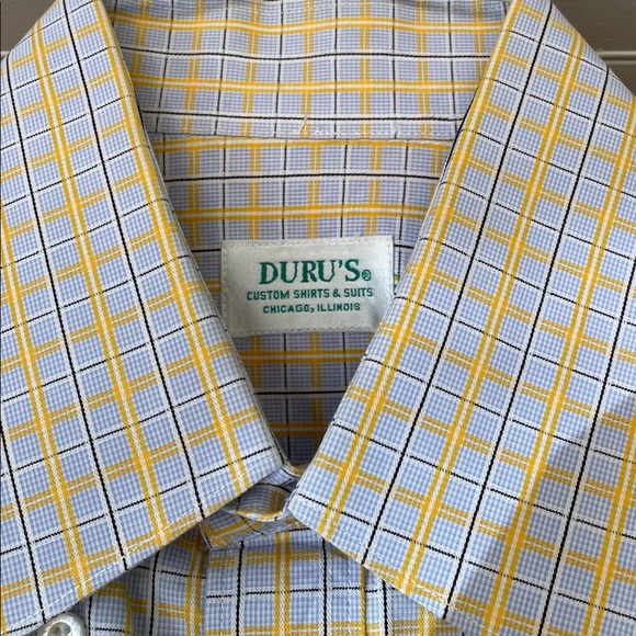 Duru’s Custom Dress shirt plaid XL 16.5 neck - Picture 2 of 6